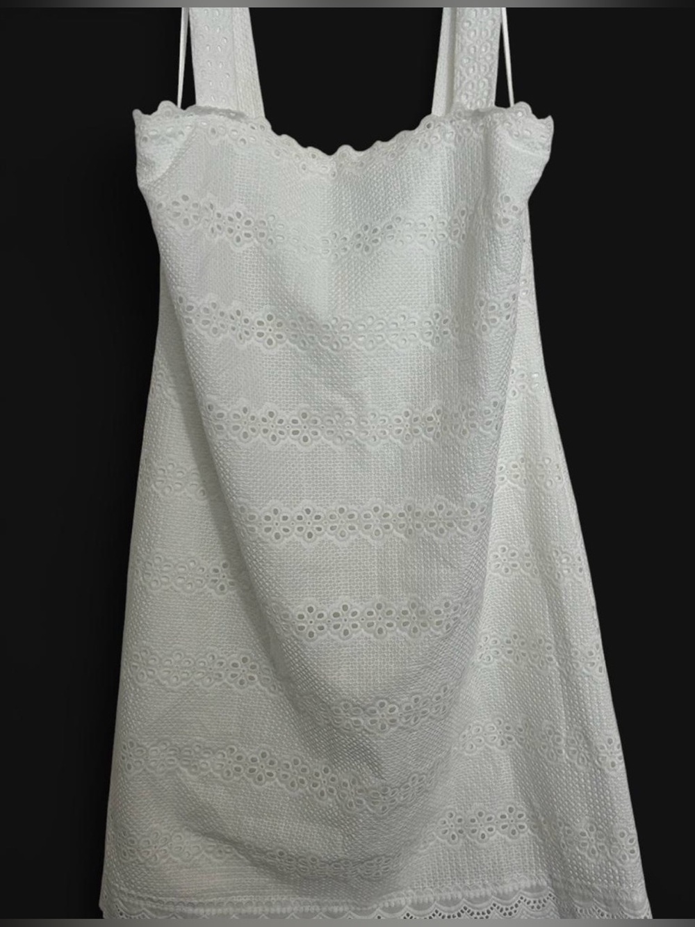 Draper James White Eyelet Dress with Scalloped Trim